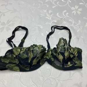 Aubade Black and Olive Embroidered Bra